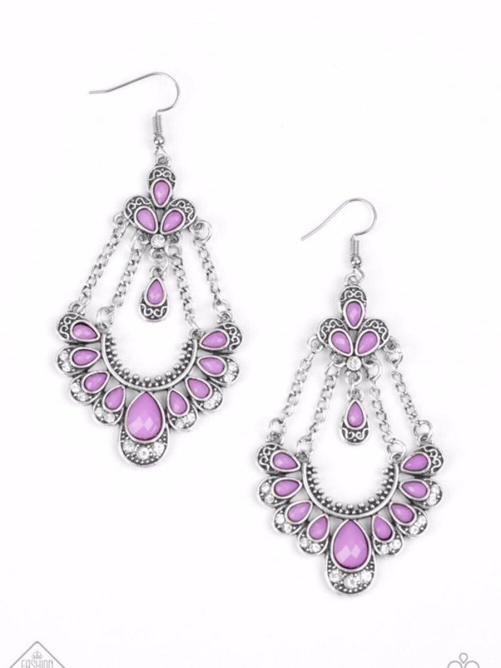 Purple faceted teardrop filigree dangle earrings - Unique Chic Purple